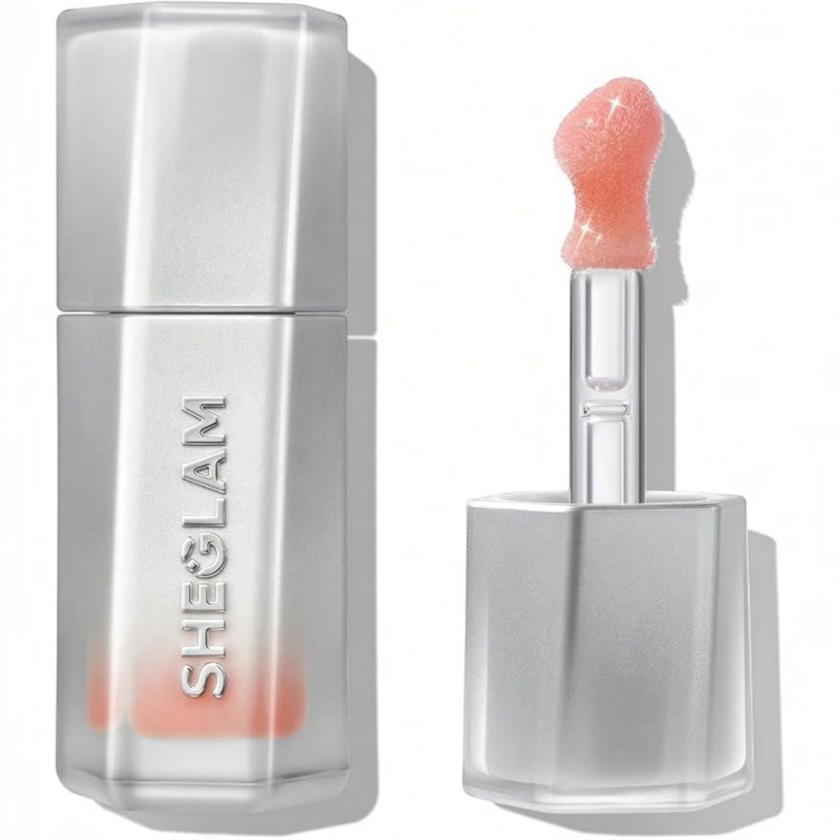 Marom SHEGLAM Glass Lock AirGloss in a sleek silver tube with a precision applicator for a high-shine finish.