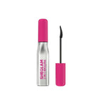 Marom Sheglam Ultra Lash Lift 2-in-1 mascara in a silver tube with a bright pink cap and curved applicator brush