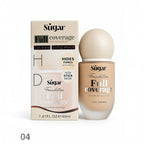 Marom Sugar Full Coverage HD foundation bottle and box, oil-free long-wear makeup for a flawless natural finish.