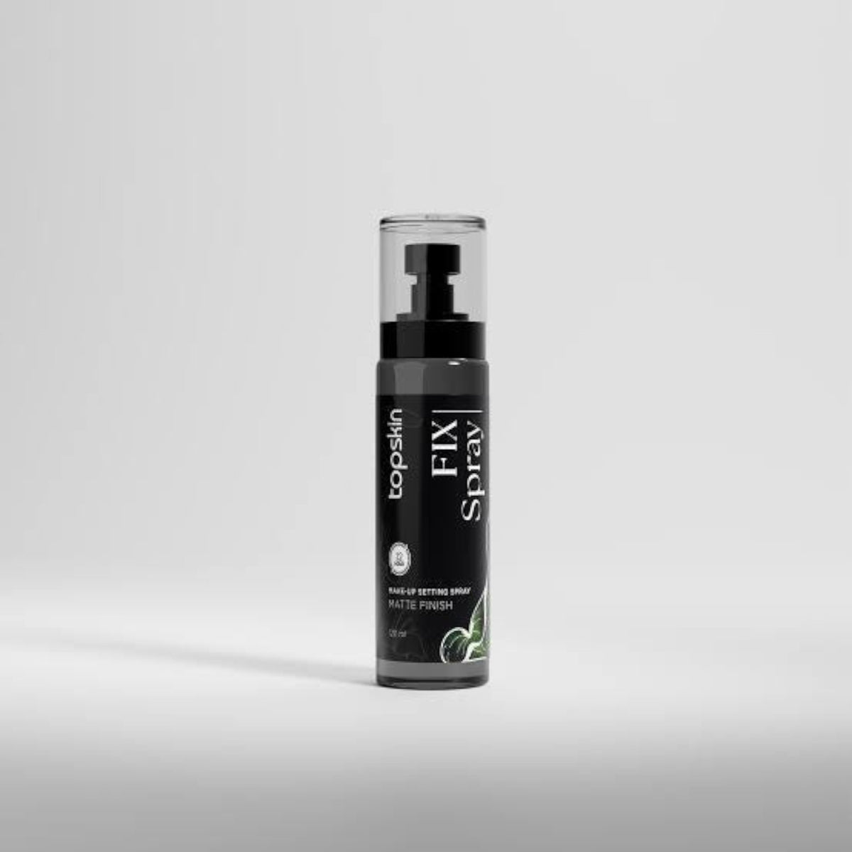 Marom topskin professional matte finish makeup setting spray in a black pump bottle for long-lasting wear