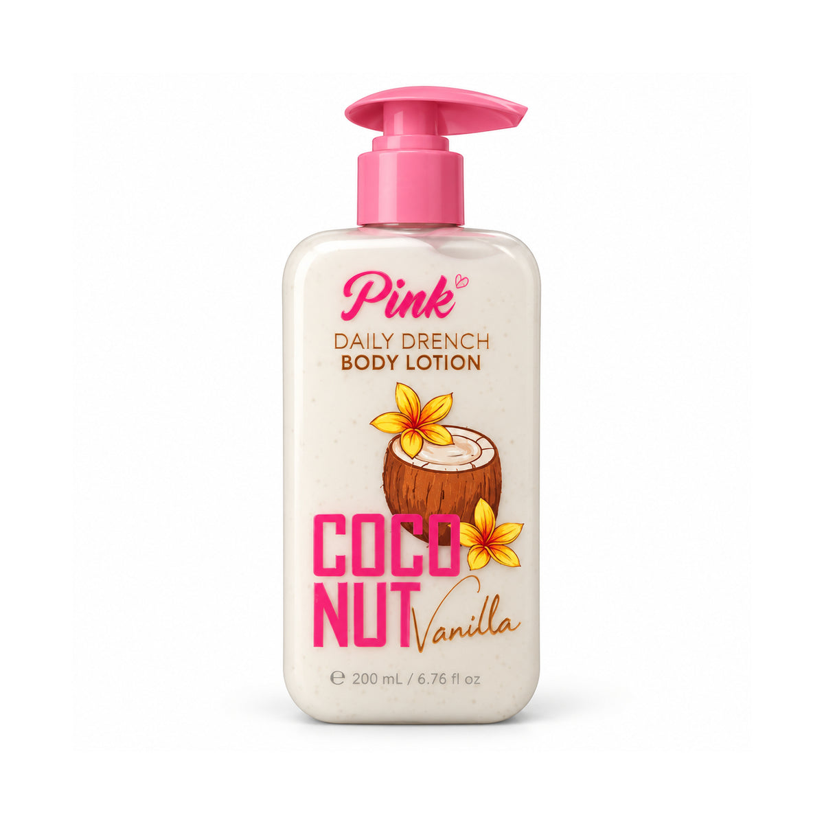 Little Pink Coco Nut Vanilla 200 ml Body Lotion complete pump bottle with white studio margins