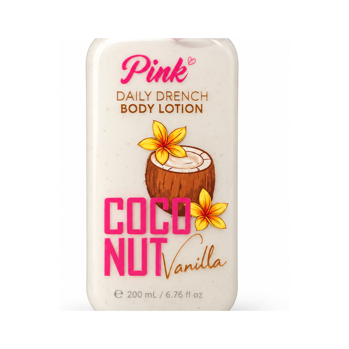 Little Pink Coco Nut Vanilla Daily Drench Body Lotion front label close-up with coconut illustration and 200 ml size