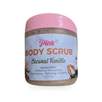 Little Pink Coconut Vanilla Body Scrub 425 ml full front product view on a white backdrop