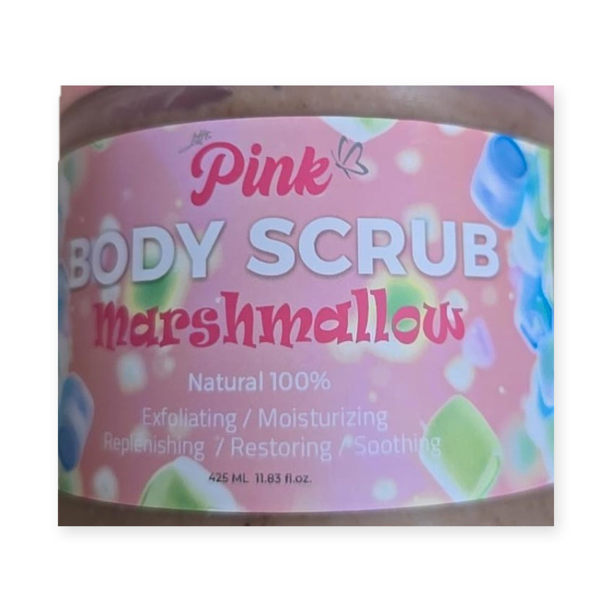 Little Pink Marshmallow Body Scrub 425 ml close-up of real front package text