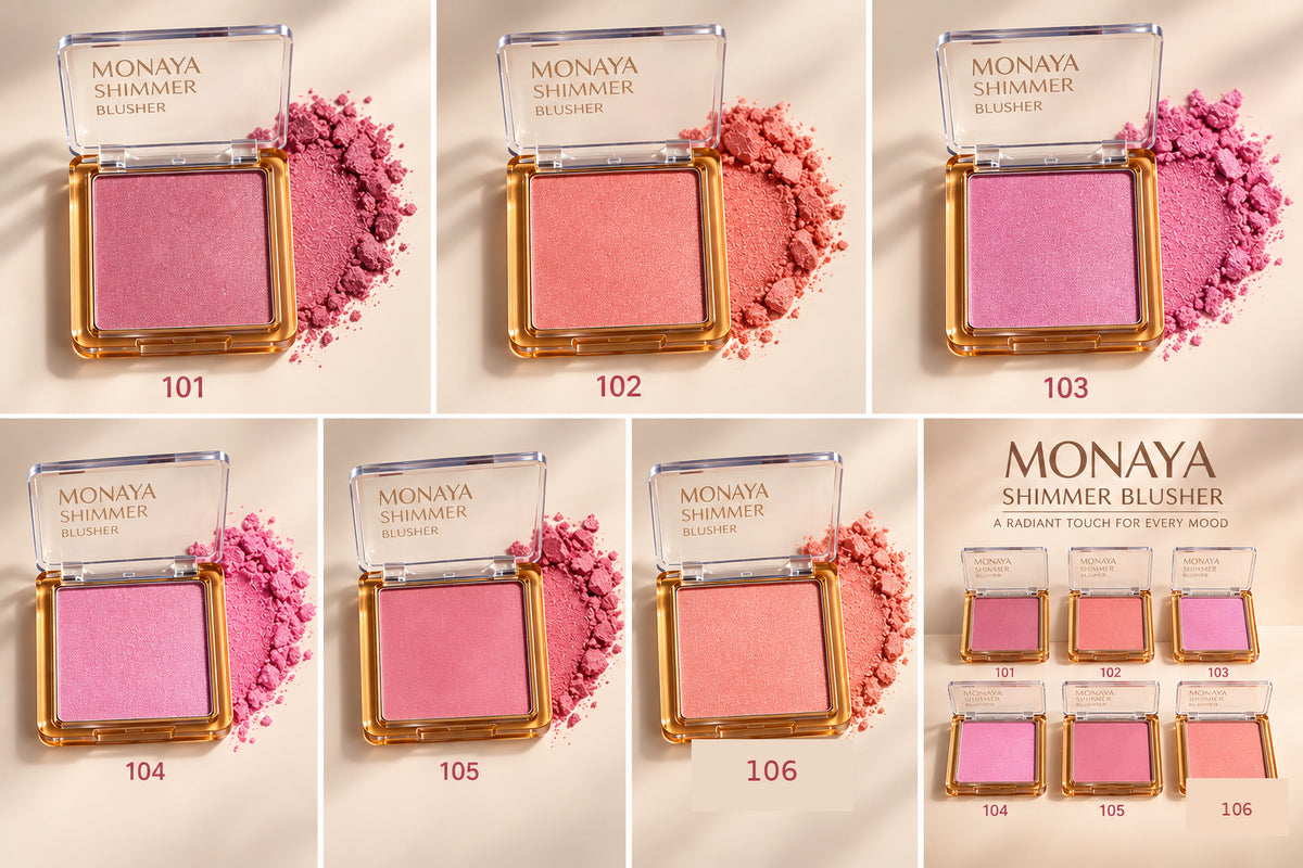 Monaya Shimmer Blusher full shade collection 101–106