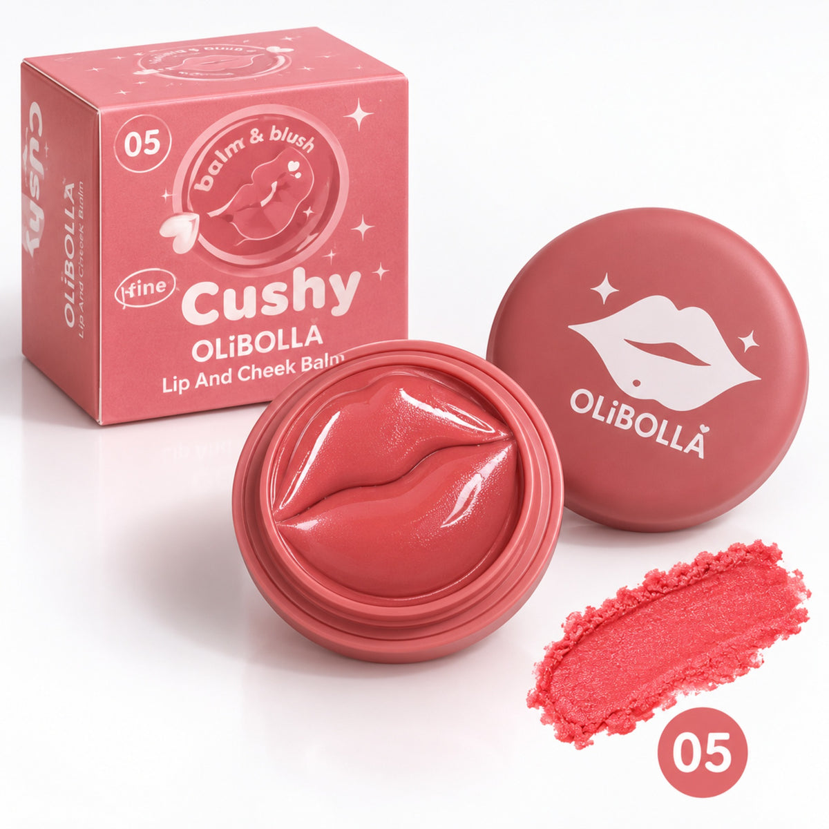OLIBOLLA Cushy Lip and Cheek Balm shade 05 bright coral pink