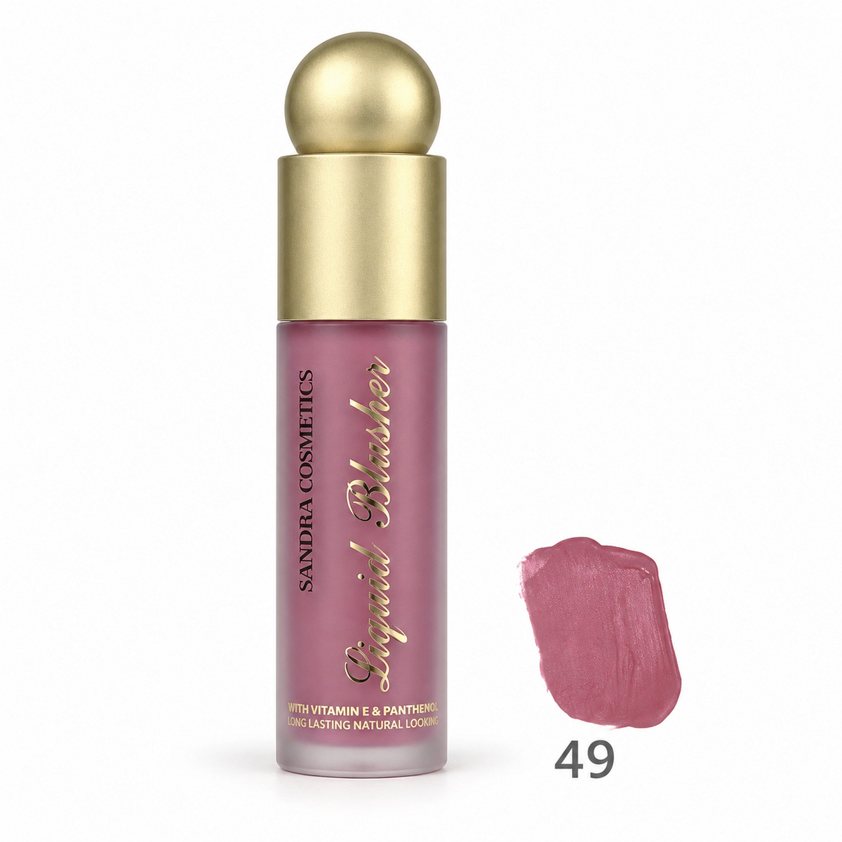 Sandra Cosmetics Vitamin E and Panthenol Liquid Blusher shade 49 – color accurate swatch