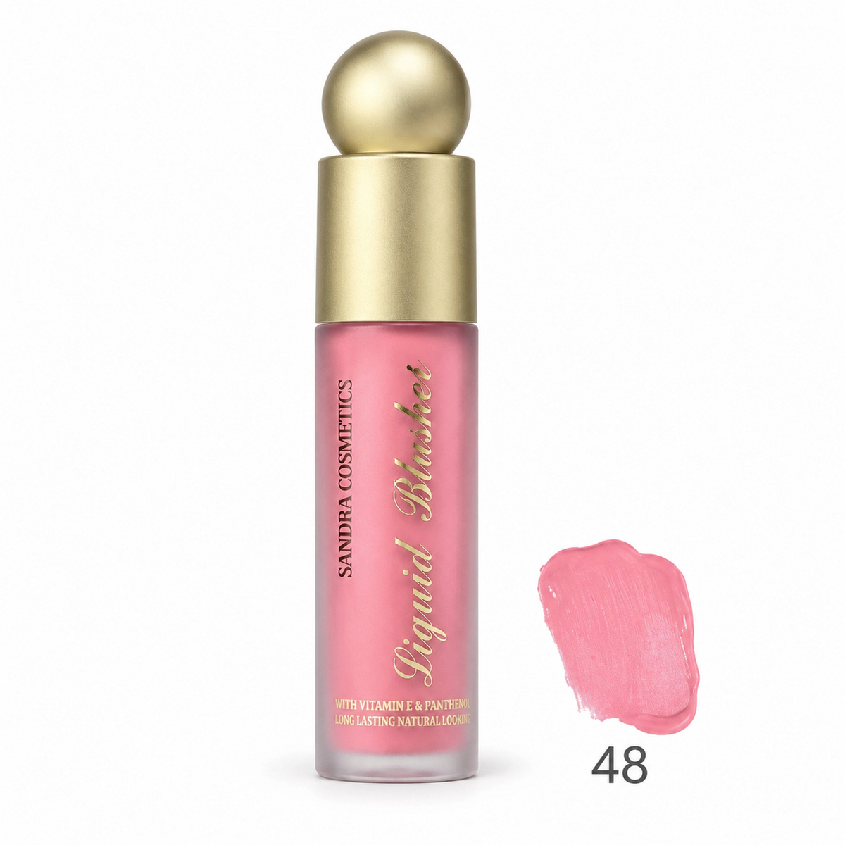 Sandra Cosmetics Vitamin E and Panthenol Liquid Blusher shade 48 – color accurate swatch