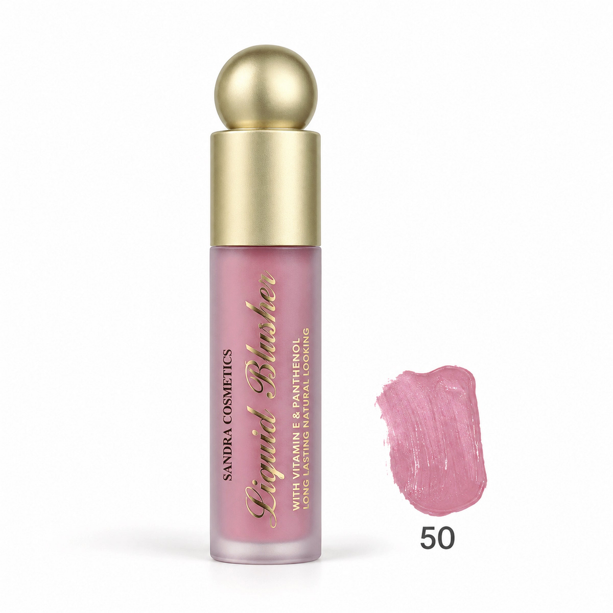 Sandra Cosmetics Vitamin E and Panthenol Liquid Blusher shade 50 – color accurate swatch