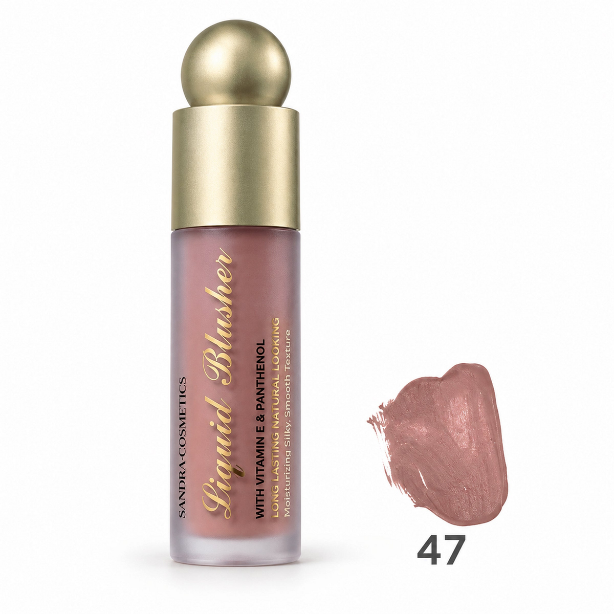 Sandra Cosmetics Vitamin E and Panthenol Liquid Blusher shade 47 – color accurate swatch