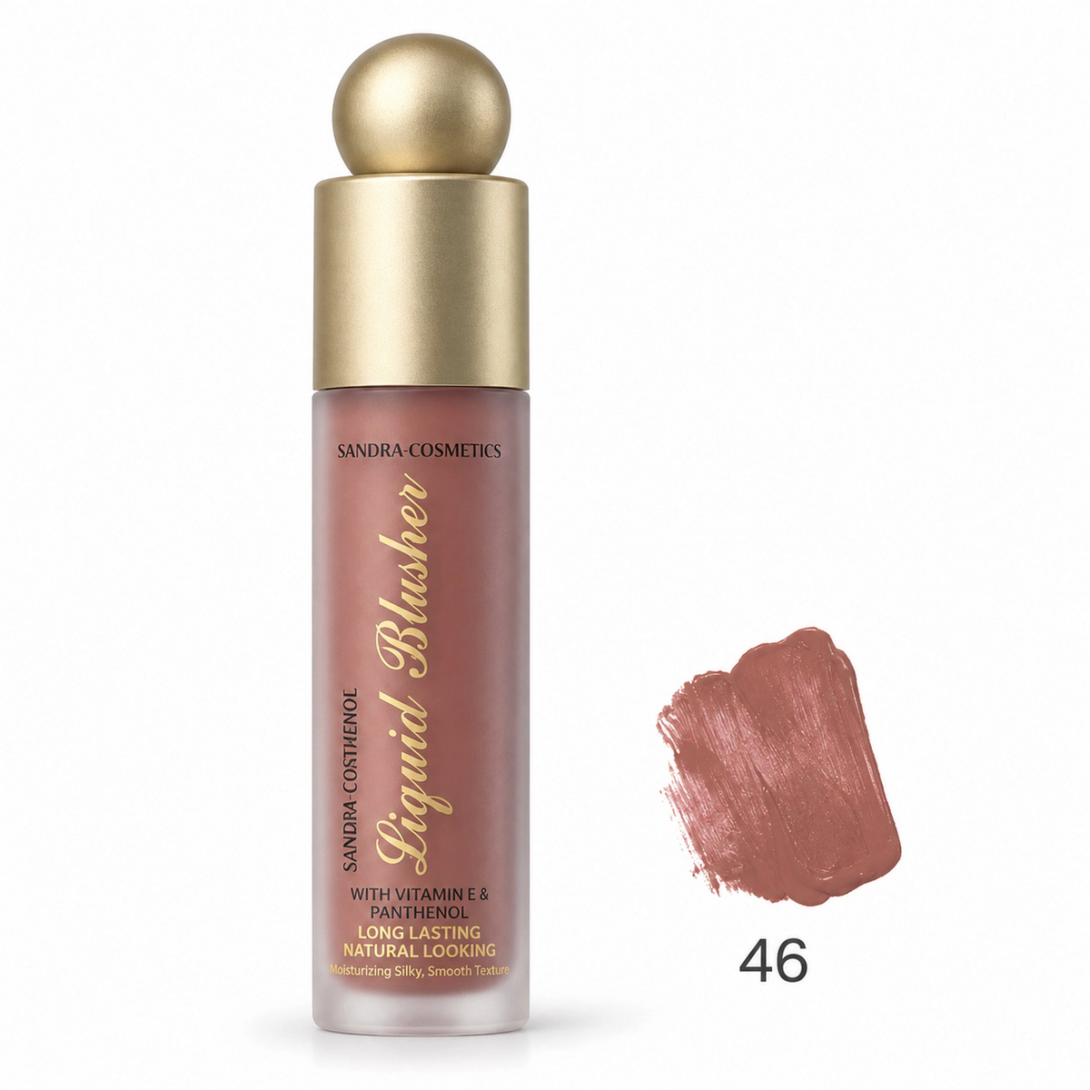 Sandra Cosmetics Vitamin E and Panthenol Liquid Blusher shade 46 – color accurate swatch