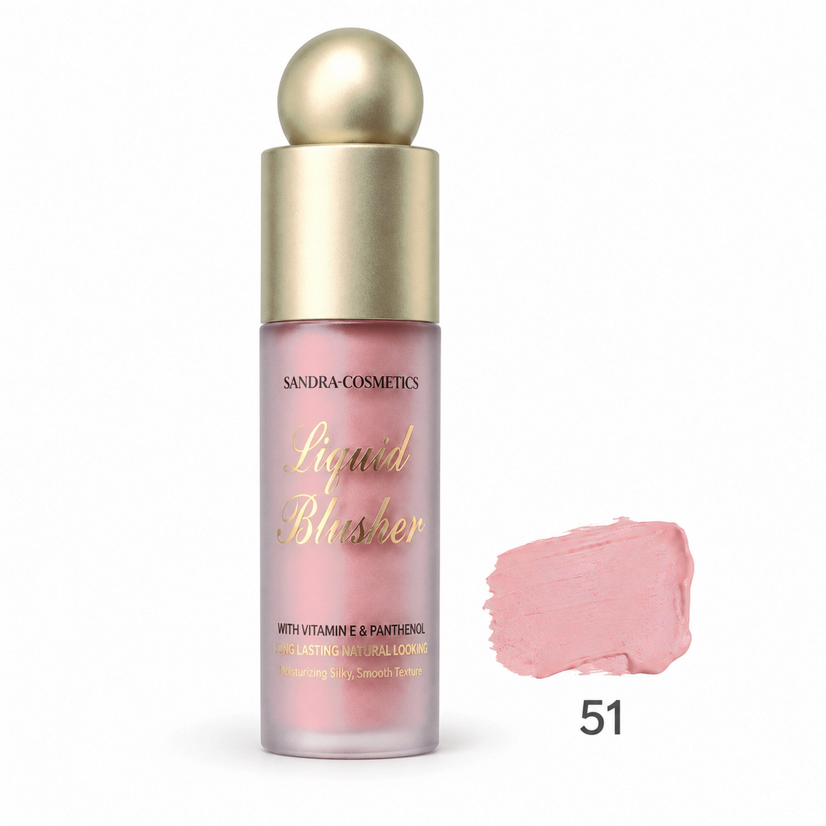 Sandra Cosmetics Vitamin E and Panthenol Liquid Blusher shade 51 – color accurate swatch