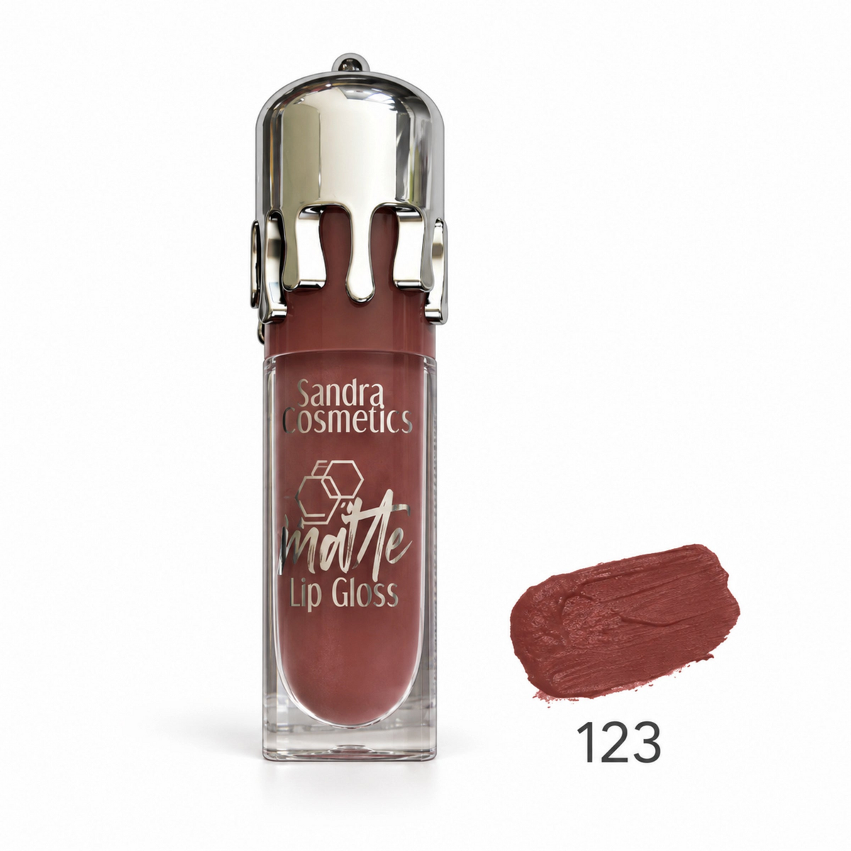 Sandra Cosmetics Matte Lip Gloss shade 123 – color accurate swatch