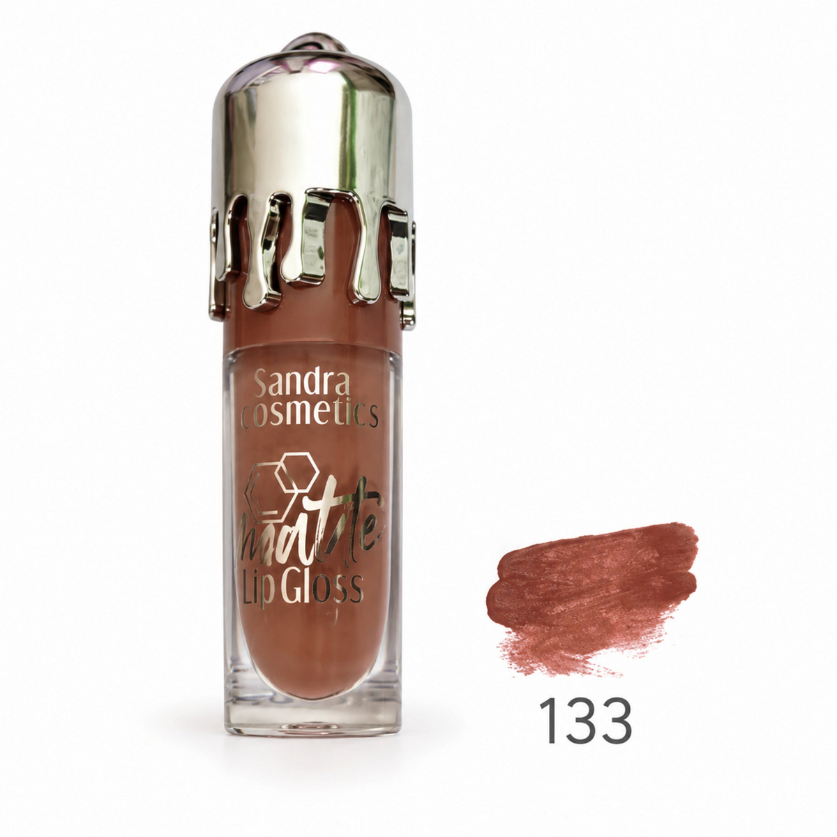 Sandra Cosmetics Matte Lip Gloss shade 133 – color accurate swatch