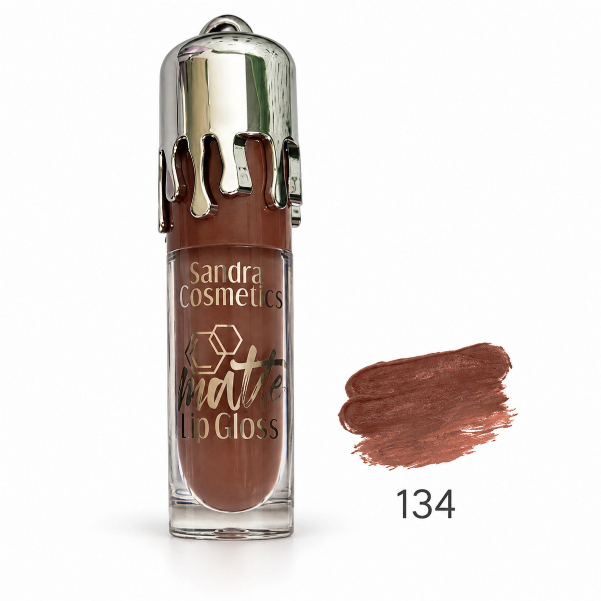 Sandra Cosmetics Matte Lip Gloss shade 134 – color accurate swatch