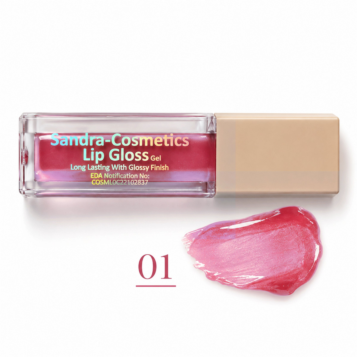 Sandra Cosmetics Lip Gloss Gel shade 01 – color accurate swatch
