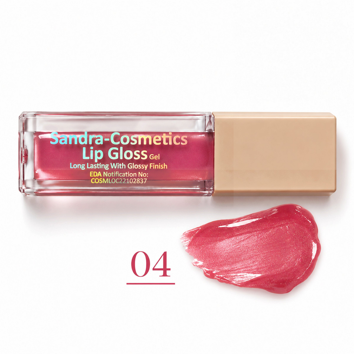 Sandra Cosmetics Lip Gloss Gel shade 04 – color accurate swatch
