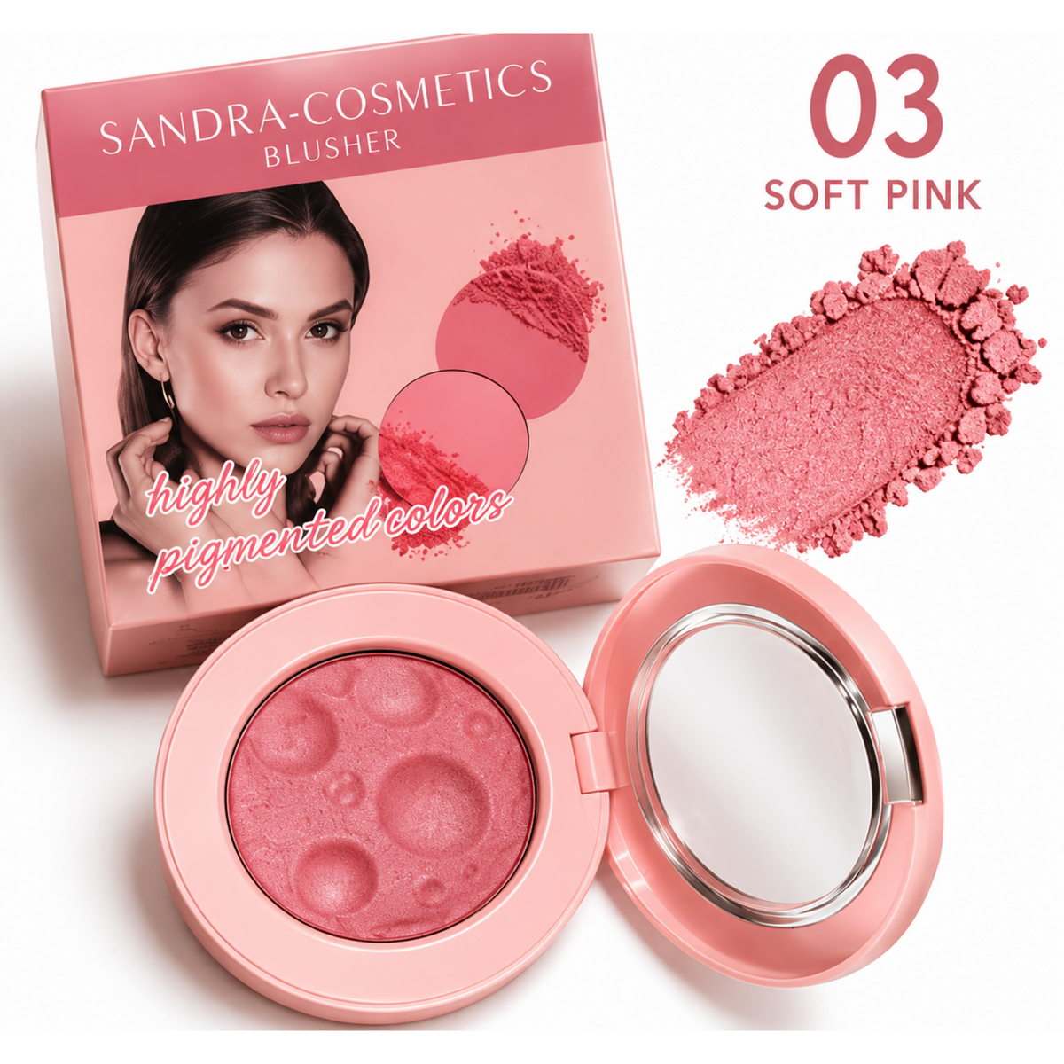 Sandra Cosmetics Blusher shade 03 Soft Pink