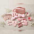 Pink washbag complete makeup tools set with brushes sponges puffs headband and accessories