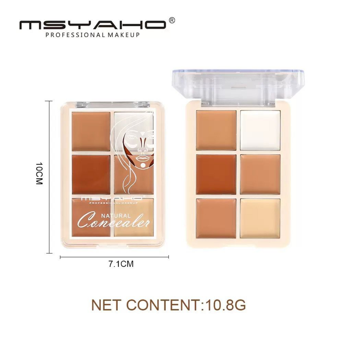 MSYAHO Natural Concealer Palette 10.8g dimensions