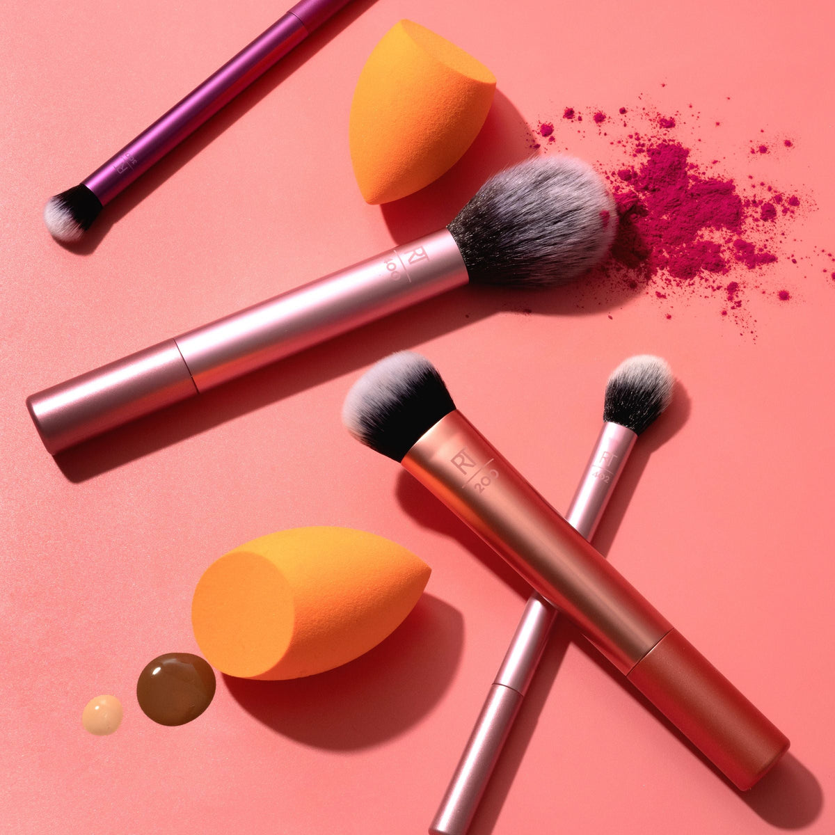 Four Real Techniques brushes with two Miracle Complexion Sponges