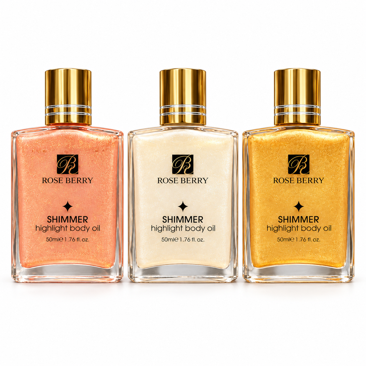 Rose Berry shimmer body oil 50ml - All colors جميع الألوان