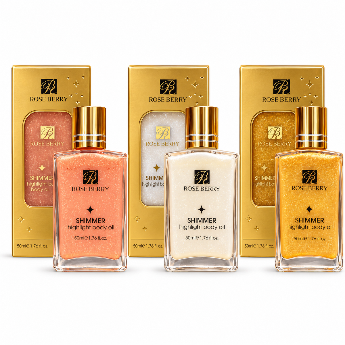 Rose Berry shimmer body oil 50ml - Bottles and packaging العبوات والتغليف