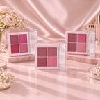 Rose Gold 4-color blusher palettes in a professional beauty setting