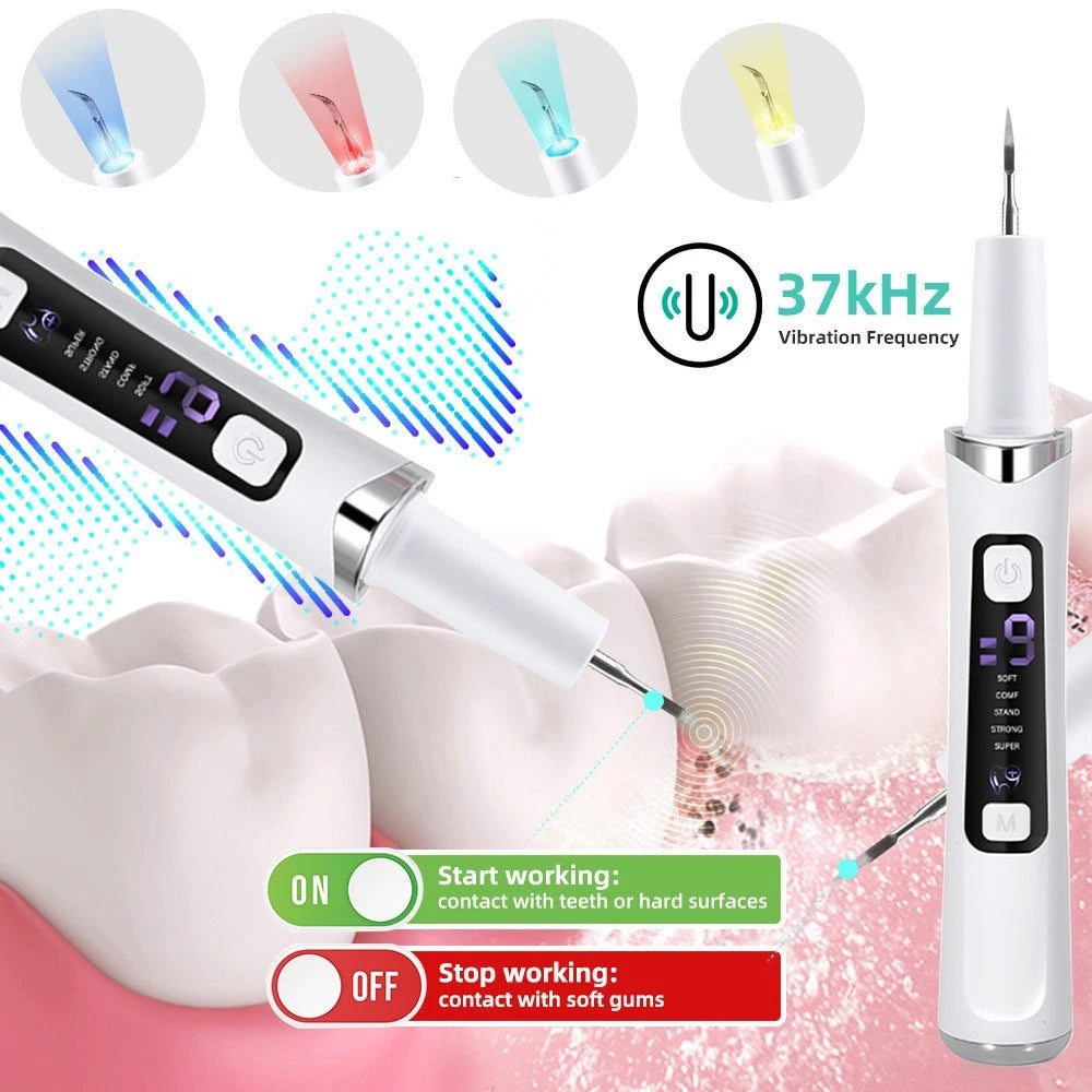 Ultrasonic Tooth Cleaner with LED Light - device head close-up
