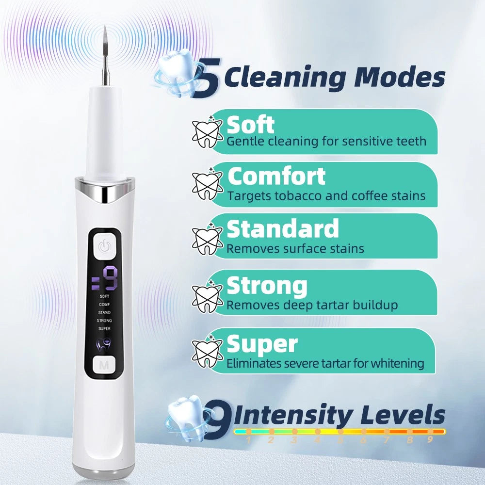Ultrasonic Tooth Cleaner with LED Light - front view