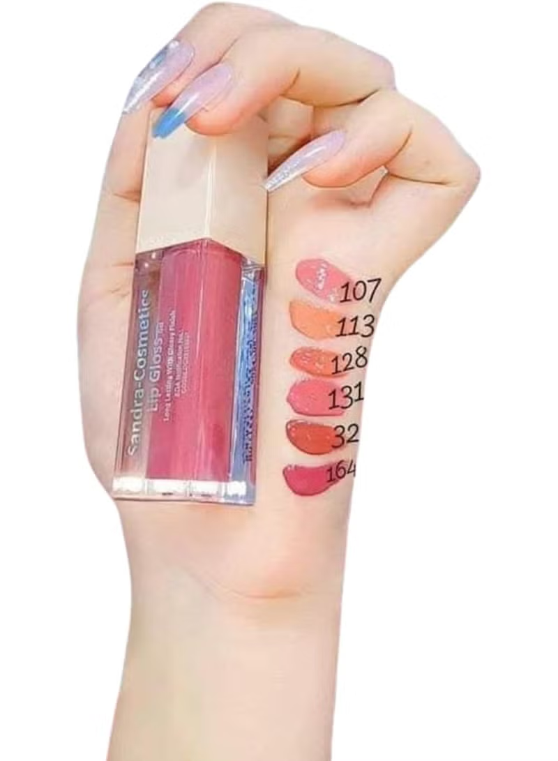 Sandra Long-Lasting Lip Gloss Gel six-shade swatch chart
