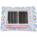 Sugar Girls 60P-D lash extension kit in holographic pouch, angled product view